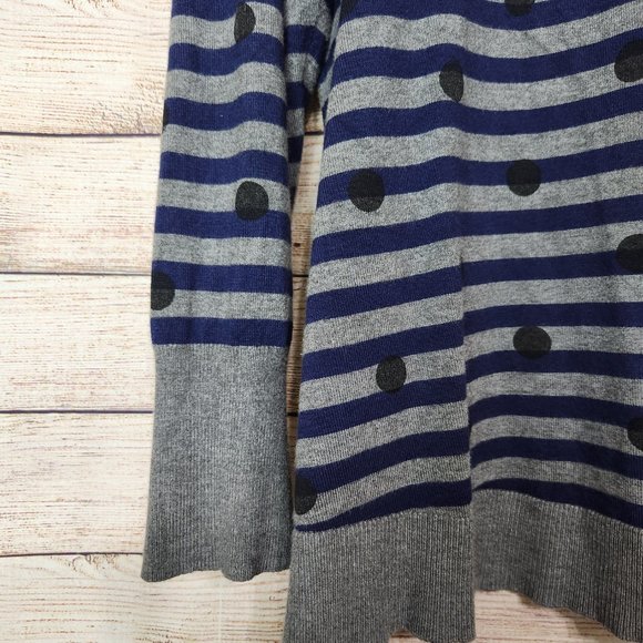Lane Bryant Sweater Pullover Long Sleeve Polka Dots Striped Gray Blue Size 18/20 - Picture 11 of 12